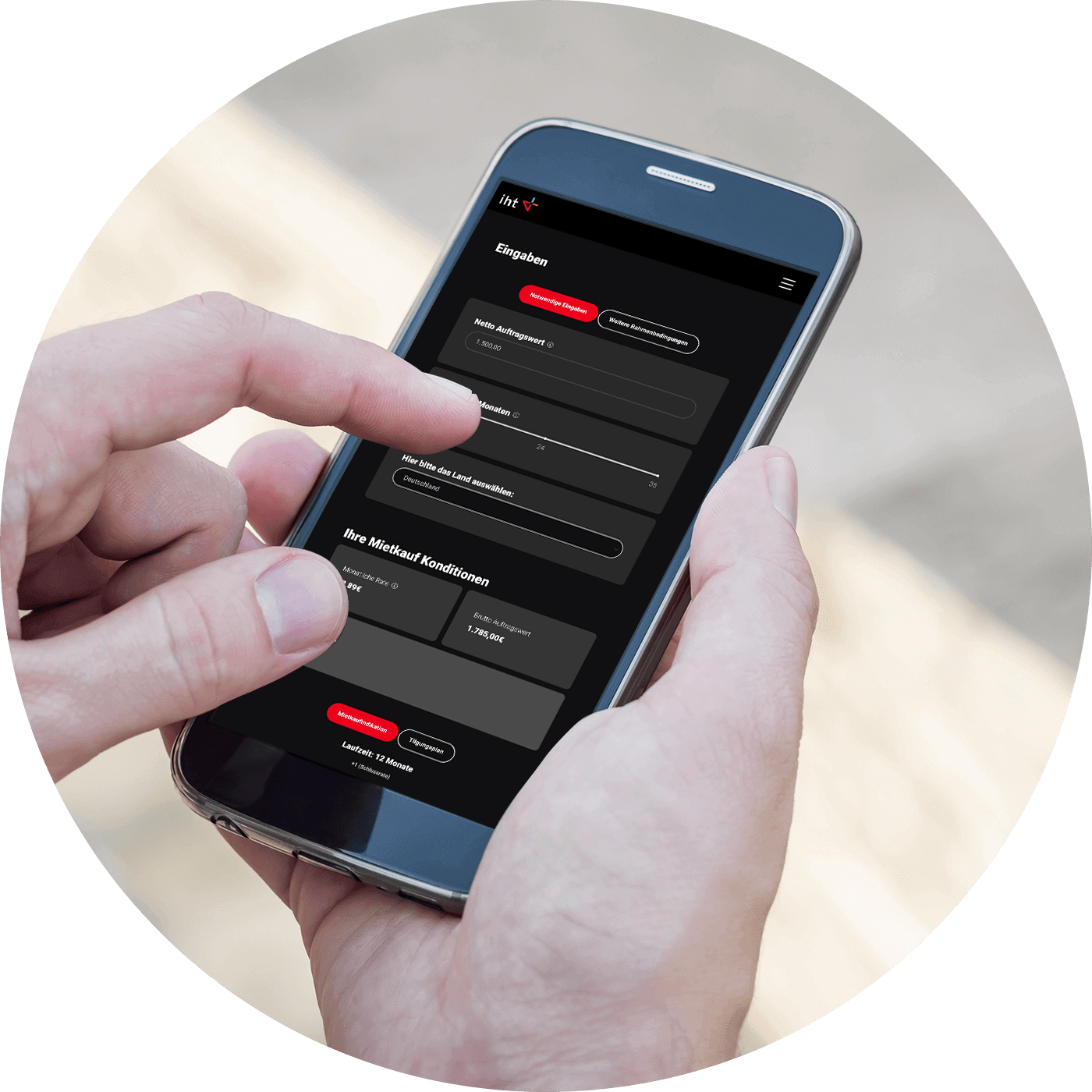 Smartphone mit iht APP